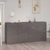 ASUPERMALL Buffet Gris Brillant 160x36x75 Cm Agglomere