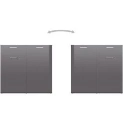 ASUPERMALL Buffet Gris Brillant 160x36x75 Cm Agglomere -Buffet et enfilade Soldes 36746861 5
