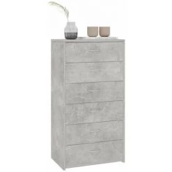ASUPERMALL Buffet Avec 6 Tiroirs Gris Beton 50x34x96 Cm Agglomere 7 ASUPERMALL Buffet Avec 6 Tiroirs Gris Beton 50x34x96 Cm Agglomere -Buffet et enfilade Soldes 36817863 3