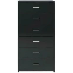 ASUPERMALL Buffet Avec 6 Tiroirs Noir Brillant 50x34x96 Cm Agglomere 8 ASUPERMALL Buffet Avec 6 Tiroirs Noir Brillant 50x34x96 Cm Agglomere -Buffet et enfilade Soldes 36817884 4