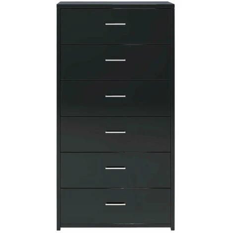 ASUPERMALL Buffet Avec 6 Tiroirs Noir Brillant 50x34x96 Cm Agglomere 4 ASUPERMALL Buffet Avec 6 Tiroirs Noir Brillant 50x34x96 Cm Agglomere – Image 4