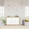 ASUPERMALL Buffet Blanc Et Chene Sonoma 120x36x69 Cm Agglomere