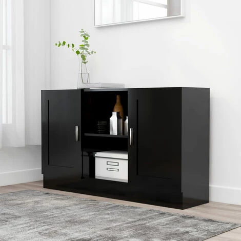ASUPERMALL Buffet Noir 120x30,5x70 Cm Agglomere 1 ASUPERMALL Buffet Noir 120x30,5x70 Cm Agglomere