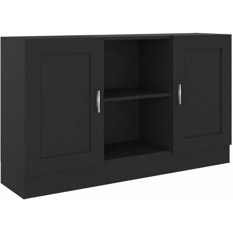 ASUPERMALL Buffet Noir 120x30,5x70 Cm Agglomere 2 ASUPERMALL Buffet Noir 120x30,5x70 Cm Agglomere – Image 2