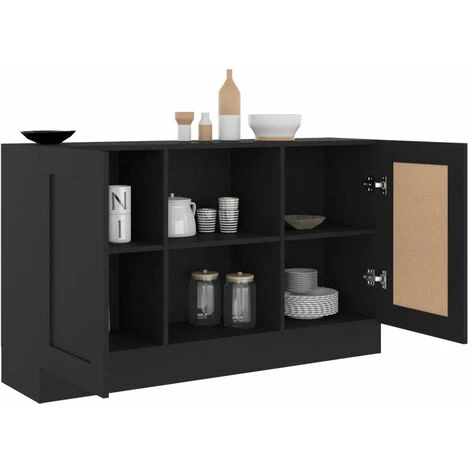 ASUPERMALL Buffet Noir 120x30,5x70 Cm Agglomere 4 ASUPERMALL Buffet Noir 120x30,5x70 Cm Agglomere – Image 4