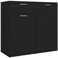 ASUPERMALL Buffet Noir 80x36x75 Cm Agglomere -Buffet et enfilade Soldes 36818608 2