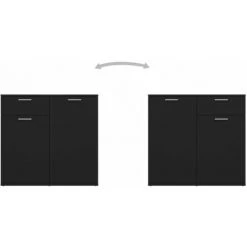 ASUPERMALL Buffet Noir 80x36x75 Cm Agglomere -Buffet et enfilade Soldes 36818608 5