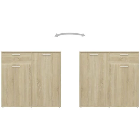 ASUPERMALL Buffet Chene Sonoma 80x36x75 Cm Agglomere 5 ASUPERMALL Buffet Chene Sonoma 80x36x75 Cm Agglomere – Image 5