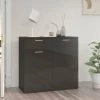 ASUPERMALL Buffet Noir Brillant 80x36x75 Cm Agglomere
