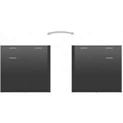 ASUPERMALL Buffet Noir Brillant 80x36x75 Cm Agglomere -Buffet et enfilade Soldes 36818677 5