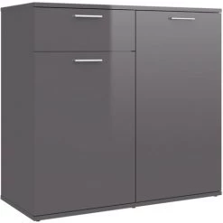 ASUPERMALL Buffet Gris Brillant 80x36x75 Cm Agglomere 6 ASUPERMALL Buffet Gris Brillant 80x36x75 Cm Agglomere -Buffet et enfilade Soldes 36818688 2