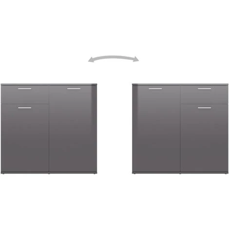 ASUPERMALL Buffet Gris Brillant 80x36x75 Cm Agglomere 5 ASUPERMALL Buffet Gris Brillant 80x36x75 Cm Agglomere – Image 5