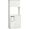 HOMCOM Armoire De Cuisine Multi-rangements 4 Portes 1 Tiroirs étagère + Grand Plateau 71 X 41 X 178 Cm MDF Blanc - Blanc