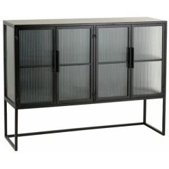 Paris Prix - Buffet 4 Portes Design "structure" 120cm Noir