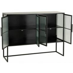 Paris Prix - Buffet 4 Portes Design "structure" 120cm Noir -Buffet et enfilade Soldes 36892789 5