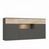 AUTRES Buffet 3 Portes 1 Tiroir + LED - Décor Chene Et Gris - L 194,8 X P 41,3 X H 94,5 Cm - COMO