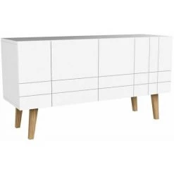 Paris Prix - Buffet Design 4 Portes "woldy" 140cm Blanc