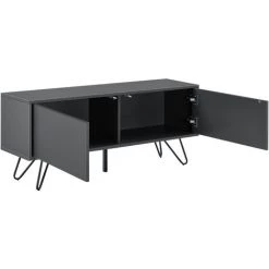 Commode Bollebygd à 2 Portes 47 X 110 X 30 Cm Gris Foncé Noir [en.casa] -Buffet et enfilade Soldes 37140549 3