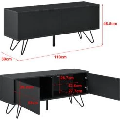 Commode Bollebygd à 2 Portes 47 X 110 X 30 Cm Noir [en.casa] -Buffet et enfilade Soldes 37140551 4