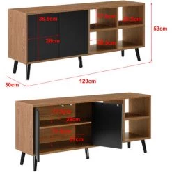 Commode Gnesta Touche-Lâche Effet Bois Foncé Noir [en.casa] -Buffet et enfilade Soldes 37219485 4