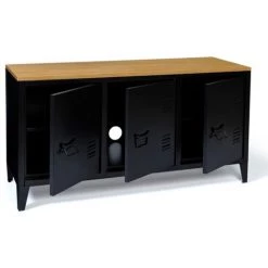 IDMARKET Buffet Bas 3 Portes ESTER En Métal Noir Et Plateau Bois - Noir -Buffet et enfilade Soldes 37222509 3