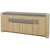 ALTOBUY FANNY - Buffet 4 Portes 1 Tiroir Aspect Bois Et Pierre - Marron Clair