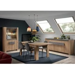 ALTOBUY FANNY - Buffet 4 Portes 1 Tiroir Aspect Bois Et Pierre - Marron Clair 7 ALTOBUY FANNY - Buffet 4 Portes 1 Tiroir Aspect Bois Et Pierre - Marron Clair -Buffet et enfilade Soldes 37274319 3