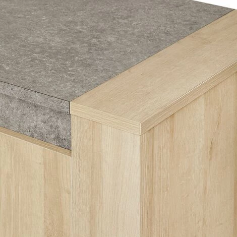 ALTOBUY FANNY - Buffet 4 Portes 1 Tiroir Aspect Bois Et Pierre - Marron Clair 4 ALTOBUY FANNY - Buffet 4 Portes 1 Tiroir Aspect Bois Et Pierre - Marron Clair – Image 4