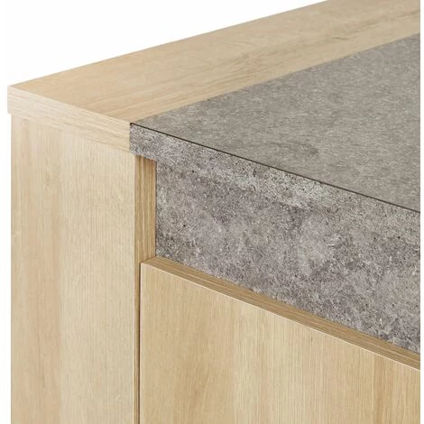 ALTOBUY FANNY - Buffet 4 Portes 1 Tiroir Aspect Bois Et Pierre - Marron Clair 5 ALTOBUY FANNY - Buffet 4 Portes 1 Tiroir Aspect Bois Et Pierre - Marron Clair – Image 5