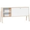 Buffet 1 Porte Rabattable L160 Cm - SPOT - Calicosy - Décor Bois Acacia Et Blanc