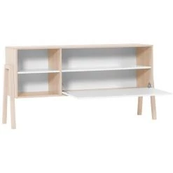 Buffet 1 Porte Rabattable L160 Cm - SPOT - Calicosy - Décor Bois Acacia Et Blanc 5 Buffet 1 Porte Rabattable L160 Cm - SPOT - Calicosy - Décor Bois Acacia Et Blanc -Buffet et enfilade Soldes 37330621 3