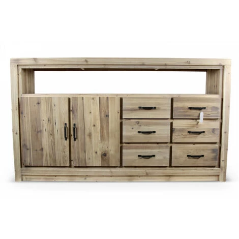 DéCORATION D'AUTREFOIS Buffet 6 Tiroirs Bois Naturel 184x40x106cm - Naturel 1 DéCORATION D'AUTREFOIS Buffet 6 Tiroirs Bois Naturel 184x40x106cm - Naturel