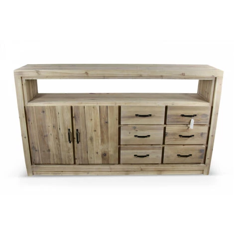 DéCORATION D'AUTREFOIS Buffet 6 Tiroirs Bois Naturel 184x40x106cm - Naturel 2 DéCORATION D'AUTREFOIS Buffet 6 Tiroirs Bois Naturel 184x40x106cm - Naturel – Image 2