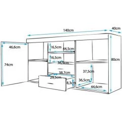 DESIGN AMEUBLEMENT Buffet Bahut 2 Portes 2 Tiroirs | 140 X 80 X 40 Cm | Couleur Blanc Et Gris Finition Brillante | Meuble De Rangement | Modèle ROQUE - Blanc/Gris 8 DESIGN AMEUBLEMENT Buffet Bahut 2 Portes 2 Tiroirs | 140 X 80 X 40 Cm | Couleur Blanc Et Gris Finition Brillante | Meuble De Rangement | Modèle ROQUE - Blanc/Gris -Buffet et enfilade Soldes 37829697 4