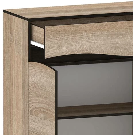 COTECOSY Buffet Haut 1 Tiroir Et 2 Portes Battantes Genevaro Chêne Clair - Chêne Clair 3 COTECOSY Buffet Haut 1 Tiroir Et 2 Portes Battantes Genevaro Chêne Clair - Chêne Clair – Image 3