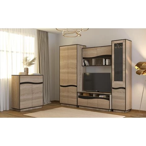 COTECOSY Buffet Haut 1 Tiroir Et 2 Portes Battantes Genevaro Chêne Clair - Chêne Clair 5 COTECOSY Buffet Haut 1 Tiroir Et 2 Portes Battantes Genevaro Chêne Clair - Chêne Clair – Image 5