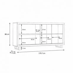 MEUBLETMOI Buffet / Vitrine Finition Chêne Et Béton Gris éclairage LED - MILENA - Bois -Buffet et enfilade Soldes 38149471 5
