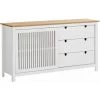 ALTOBUY MALIA - Buffet Bas 3 Tiroirs 1 Porte Bois Ciré Et Blanc - Blanc