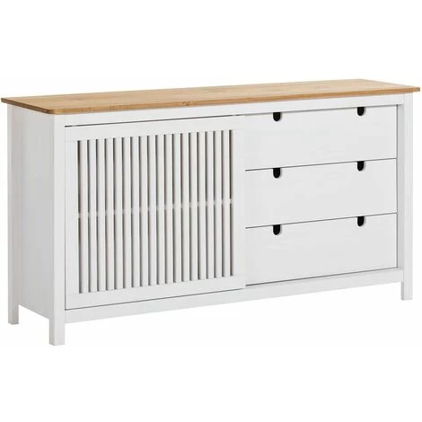 ALTOBUY MALIA - Buffet Bas 3 Tiroirs 1 Porte Bois Ciré Et Blanc - Blanc 1 ALTOBUY MALIA - Buffet Bas 3 Tiroirs 1 Porte Bois Ciré Et Blanc - Blanc