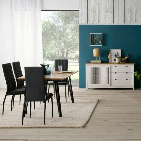 ALTOBUY MALIA - Buffet Bas 3 Tiroirs 1 Porte Bois Ciré Et Blanc - Blanc 2 ALTOBUY MALIA - Buffet Bas 3 Tiroirs 1 Porte Bois Ciré Et Blanc - Blanc – Image 2