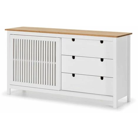 ALTOBUY MALIA - Buffet Bas 3 Tiroirs 1 Porte Bois Ciré Et Blanc - Blanc 5 ALTOBUY MALIA - Buffet Bas 3 Tiroirs 1 Porte Bois Ciré Et Blanc - Blanc – Image 5