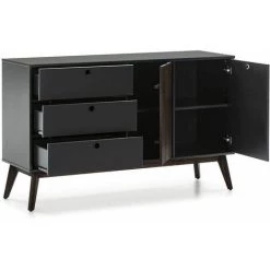 ALTOBUY LILY - Buffet 2 Portes 3 Tiroirs Bois Naturel Et Gris Foncé - Gris -Buffet et enfilade Soldes 38154880 5