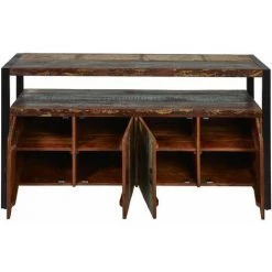 ALTOBUY KALI - Buffet 4 Portes Bois Recyclé Et Métal Noir - Marron Foncé -Buffet et enfilade Soldes 38378893 4