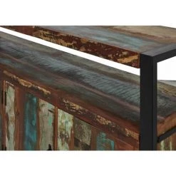 ALTOBUY KALI - Buffet 4 Portes Bois Recyclé Et Métal Noir - Marron Foncé -Buffet et enfilade Soldes 38378893 5