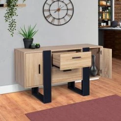 IDMARKET Buffet PHOENIX Bois Et Noir - Noir -Buffet et enfilade Soldes 38384955 3