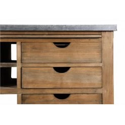 DECORATION D’AUTREFOIS Meuble Bas Rangement Bois 3 Tiroirs Marron Plateau Zinc 70x70x91cm - Marron -Buffet et enfilade Soldes 38445593 3