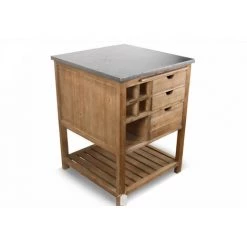 DECORATION D’AUTREFOIS Meuble Bas Rangement Bois 3 Tiroirs Marron Plateau Zinc 70x70x91cm - Marron -Buffet et enfilade Soldes 38445593 5