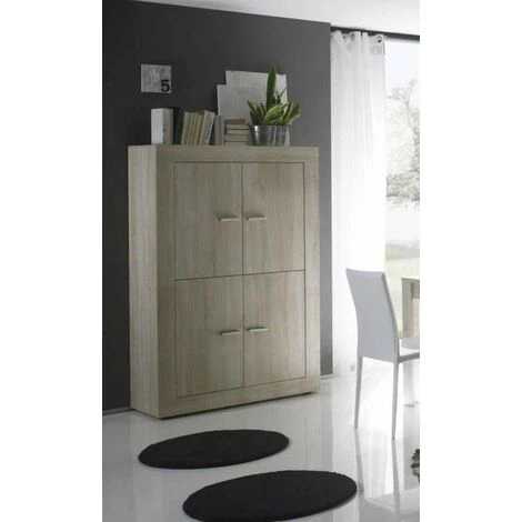 Dmora Buffet Haut De Design Moderne Avec 4 Portes, Buffet De Cuisine, Buffet Avec étagères Et étagères, 102x43h162 Cm, Couleur Chêne 2 Dmora Buffet Haut De Design Moderne Avec 4 Portes, Buffet De Cuisine, Buffet Avec étagères Et étagères, 102x43h162 Cm, Couleur Chêne – Image 2