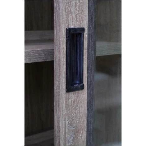 Dmora Buffet Avec Vitrine Et Base Avec Deux Portes Et Trois Tiroirs, Couleur Marron, 150 X 203 X 40 Cm. 3 Dmora Buffet Avec Vitrine Et Base Avec Deux Portes Et Trois Tiroirs, Couleur Marron, 150 X 203 X 40 Cm. – Image 3