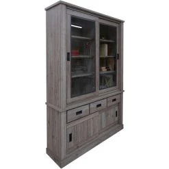 Dmora Buffet Avec Vitrine Et Base Avec Deux Portes Et Trois Tiroirs, Couleur Marron, 150 X 203 X 40 Cm. 9 Dmora Buffet Avec Vitrine Et Base Avec Deux Portes Et Trois Tiroirs, Couleur Marron, 150 X 203 X 40 Cm. -Buffet et enfilade Soldes 38604554 5